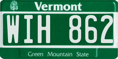 VT license plate WIH862