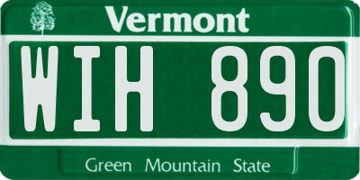 VT license plate WIH890