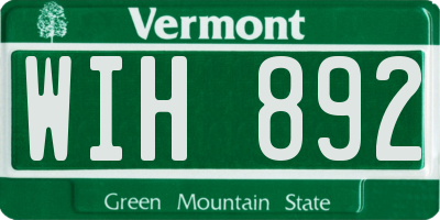 VT license plate WIH892
