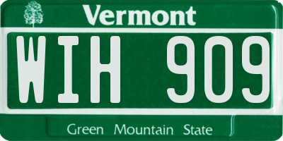 VT license plate WIH909