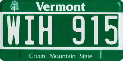 VT license plate WIH915