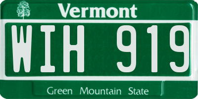 VT license plate WIH919