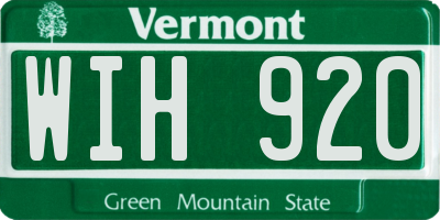 VT license plate WIH920