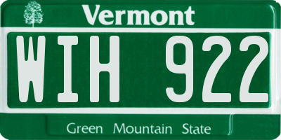 VT license plate WIH922