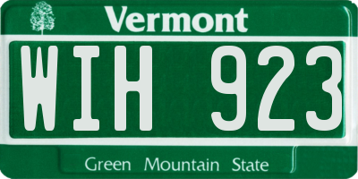 VT license plate WIH923