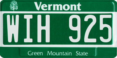 VT license plate WIH925