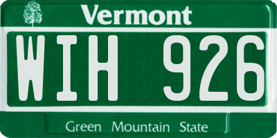 VT license plate WIH926