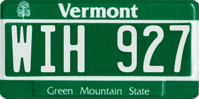 VT license plate WIH927