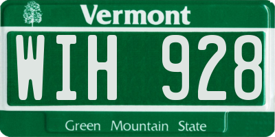 VT license plate WIH928