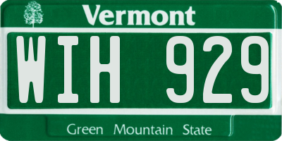 VT license plate WIH929