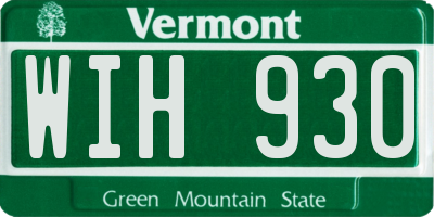 VT license plate WIH930