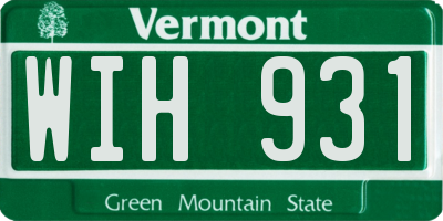VT license plate WIH931