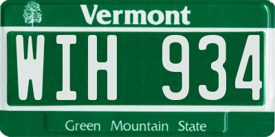 VT license plate WIH934
