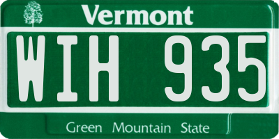 VT license plate WIH935