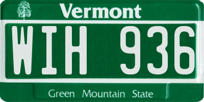 VT license plate WIH936
