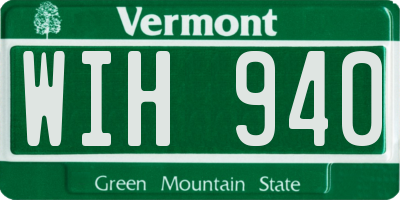VT license plate WIH940