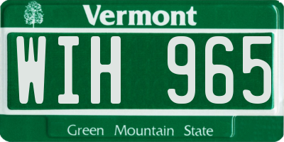 VT license plate WIH965