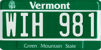 VT license plate WIH981