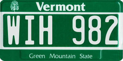 VT license plate WIH982