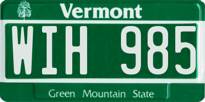 VT license plate WIH985