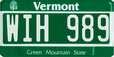 VT license plate WIH989