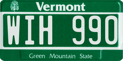 VT license plate WIH990