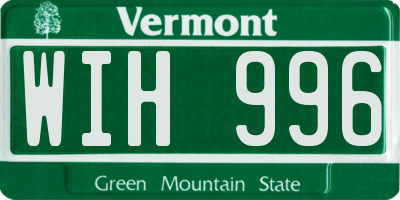 VT license plate WIH996