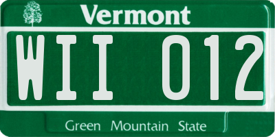 VT license plate WII012