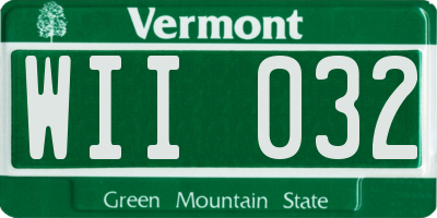 VT license plate WII032