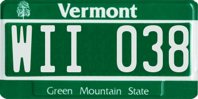 VT license plate WII038