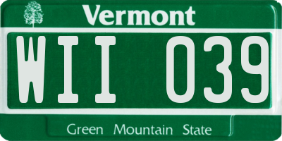 VT license plate WII039