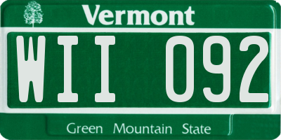 VT license plate WII092