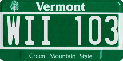 VT license plate WII103