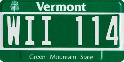 VT license plate WII114