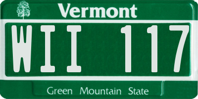 VT license plate WII117