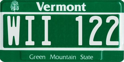 VT license plate WII122