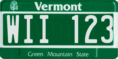 VT license plate WII123