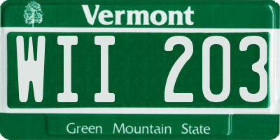 VT license plate WII203