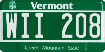 VT license plate WII208