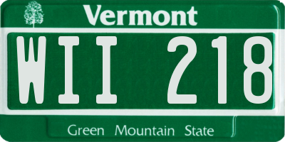 VT license plate WII218