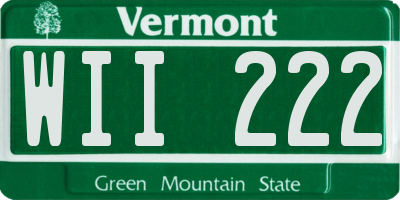 VT license plate WII222