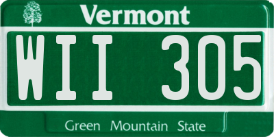 VT license plate WII305
