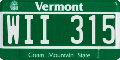 VT license plate WII315