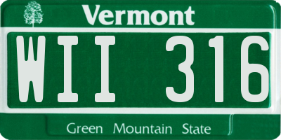 VT license plate WII316