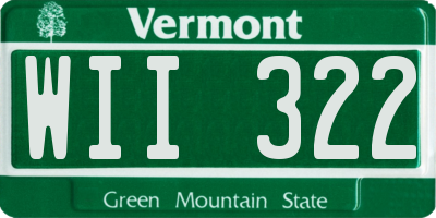 VT license plate WII322