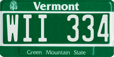 VT license plate WII334