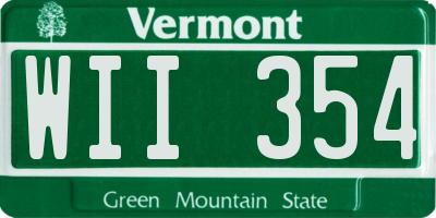VT license plate WII354