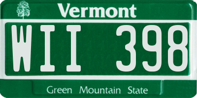 VT license plate WII398
