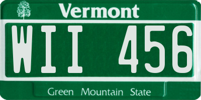 VT license plate WII456