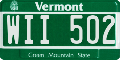 VT license plate WII502